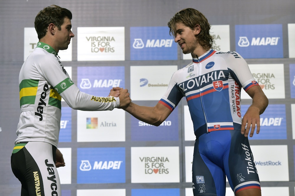 Sagan and Matthews on the podium
